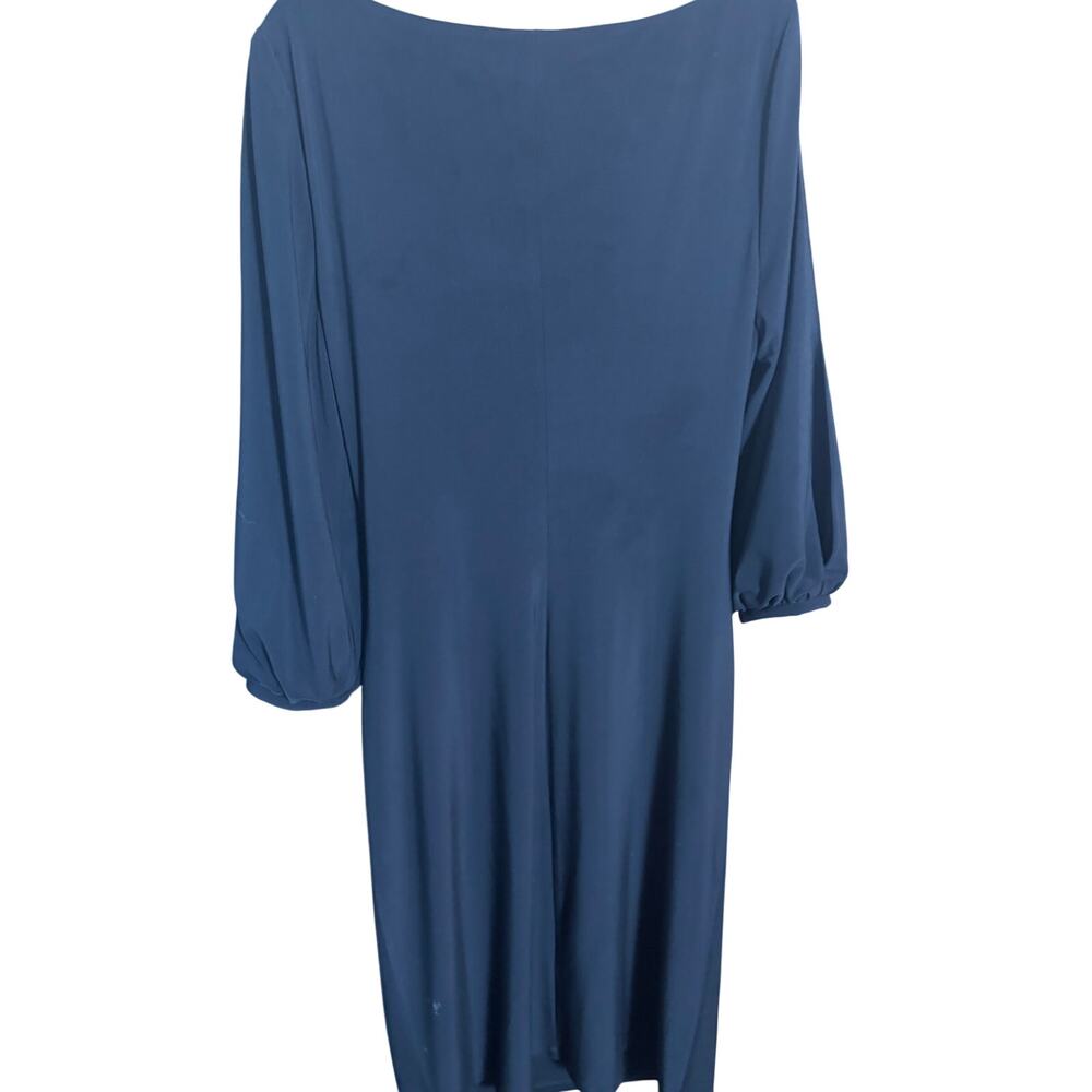 Lauren Ralph Lauren Black Ruched Dress 12 Sheath 3/4 sleeve Classic Midi LBD - Picture 4 of 5